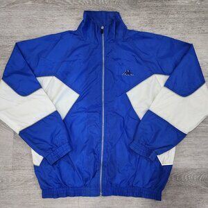 Vintage Kappa Blue White Colorblock Nylon Zip Windbreaker Track Jacket Men's XL